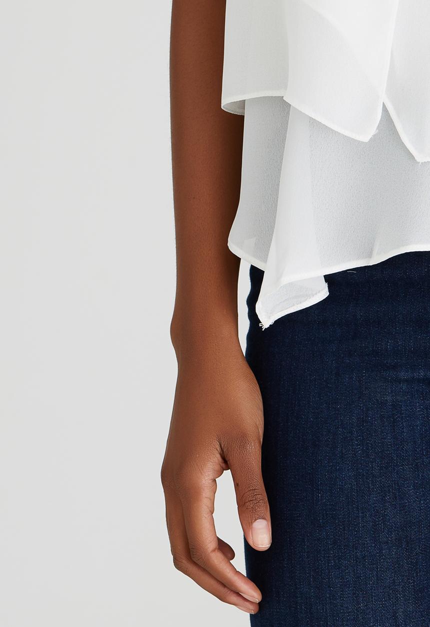 edit - Open Pleat Layer Blouse White