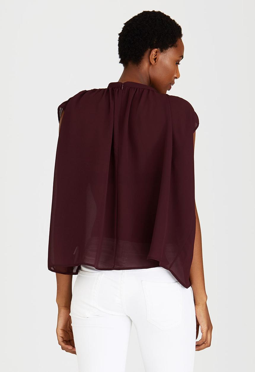 STYLE REPUBLIC - High Neck Blouse Dark Red