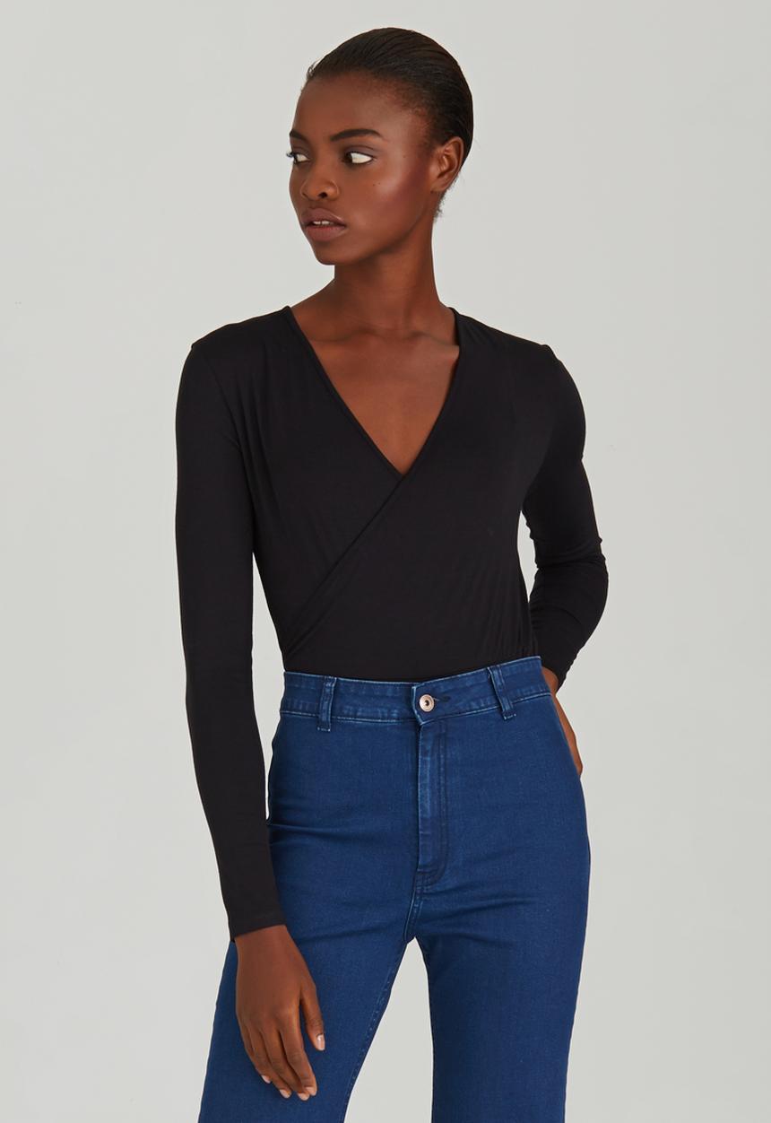 edit - Wrap Bodysuit Black