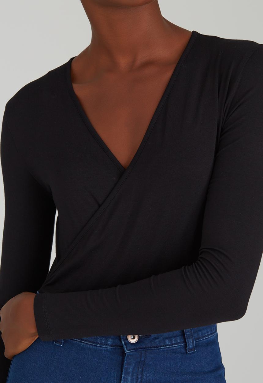 edit - Wrap Bodysuit Black