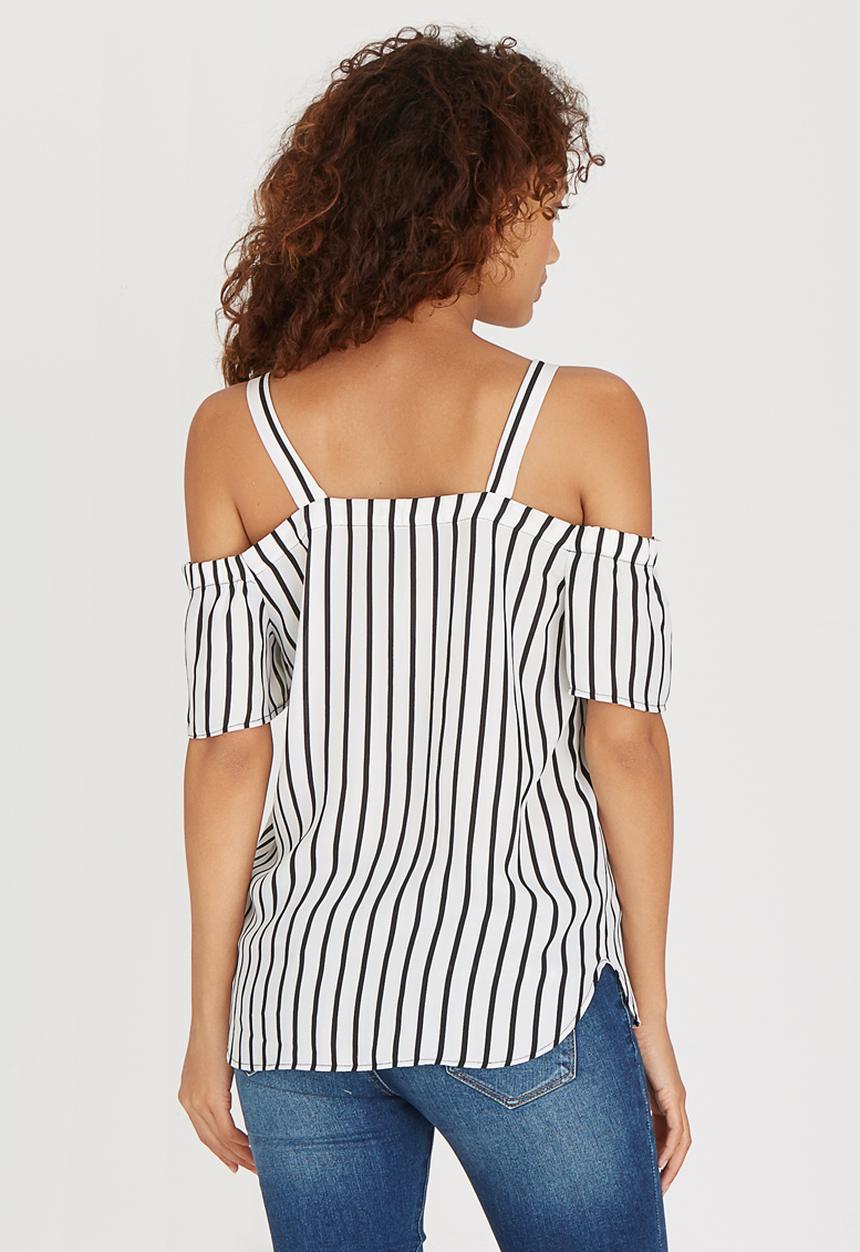 SISSY BOY - Lenny Striped Off-the-shoulder Black and White
