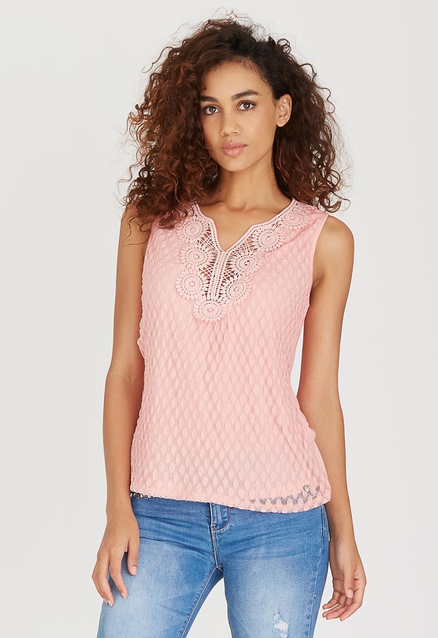 SISSY BOY - Delta Cami with Crochet Neck		 Coral