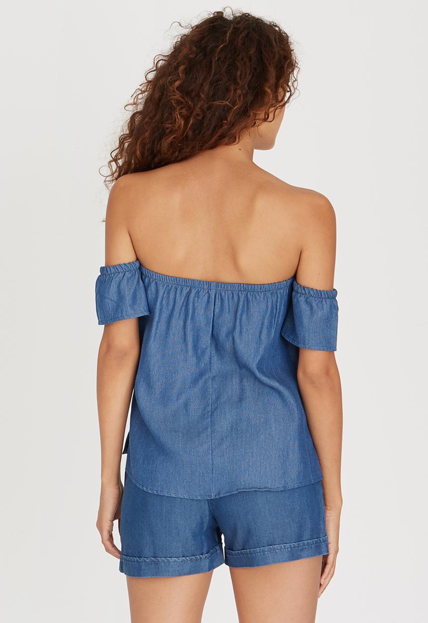 Sassoon - Tencel Off-the-shoulder Gypsy Top 		 Mid Blue