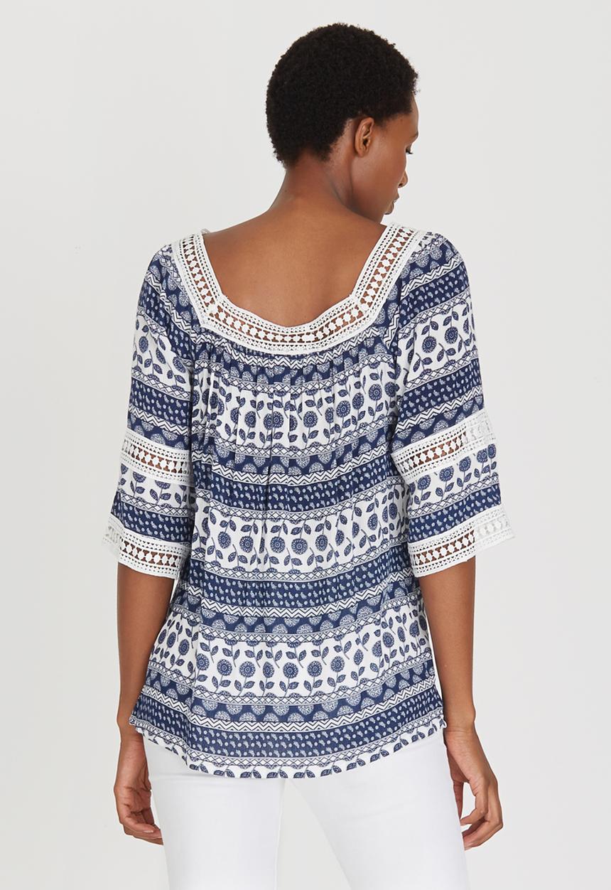 cath.nic - Printed Woven 3/4 Sleeve Blouse Navy