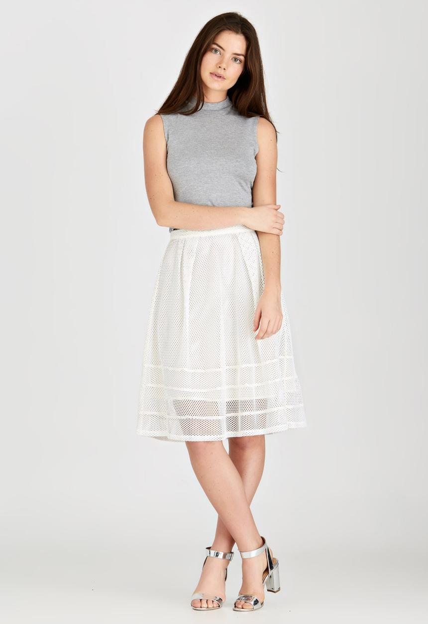 STYLE REPUBLIC - Eyelet Lace Midi Skirt White