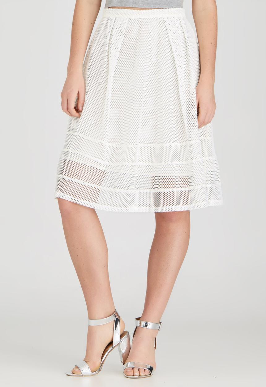 STYLE REPUBLIC - Eyelet Lace Midi Skirt White