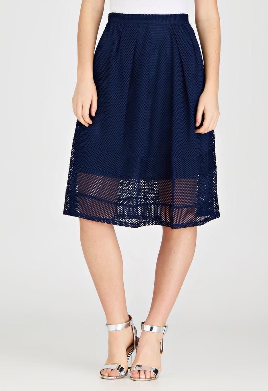 STYLE REPUBLIC - Eyelet Lace Midi Skirt Navy