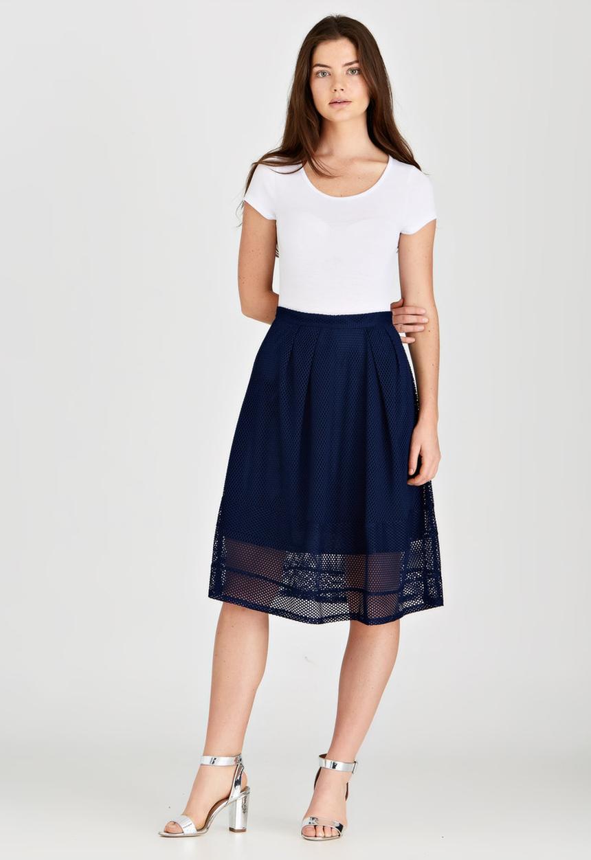 STYLE REPUBLIC - Eyelet Lace Midi Skirt Navy