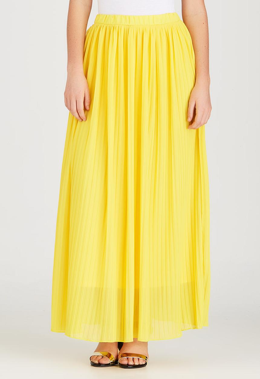 STYLE REPUBLIC - Volume Pleated Maxi Skirt Yellow