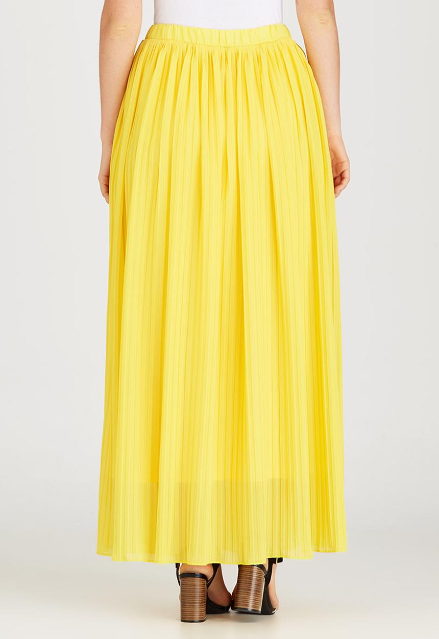 STYLE REPUBLIC - Volume Pleated Maxi Skirt Yellow