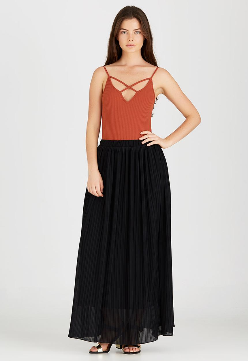 STYLE REPUBLIC - Volume Pleated Maxi Skirt Black