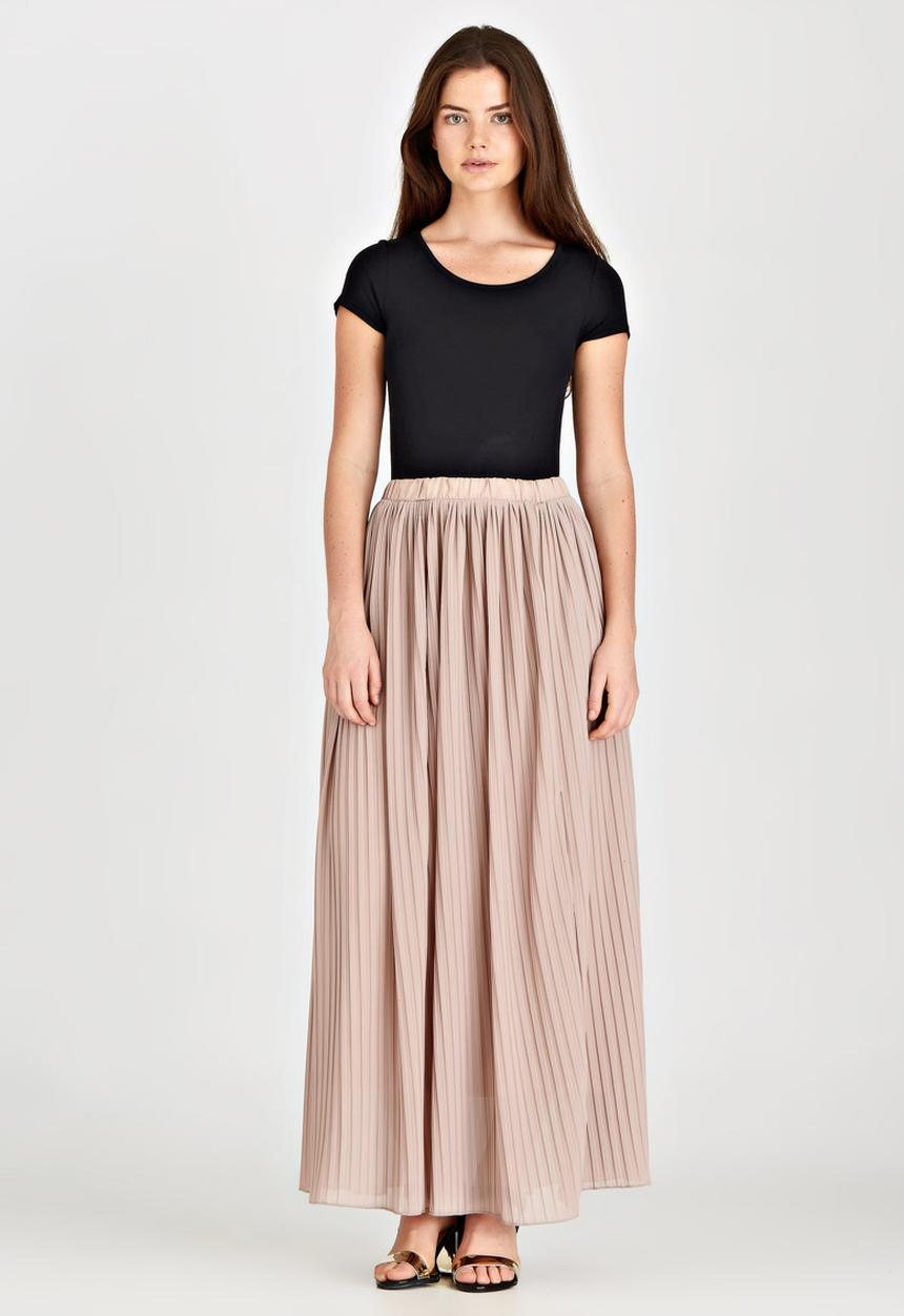 STYLE REPUBLIC - Volume Pleated Maxi Skirt Stone