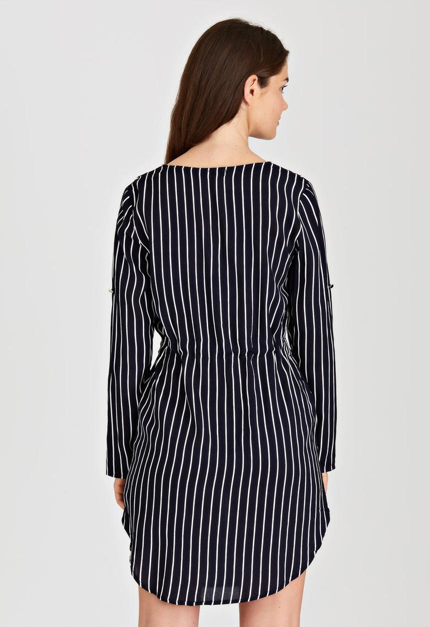 G Couture - Striped Zip-up Tunic Blue and White