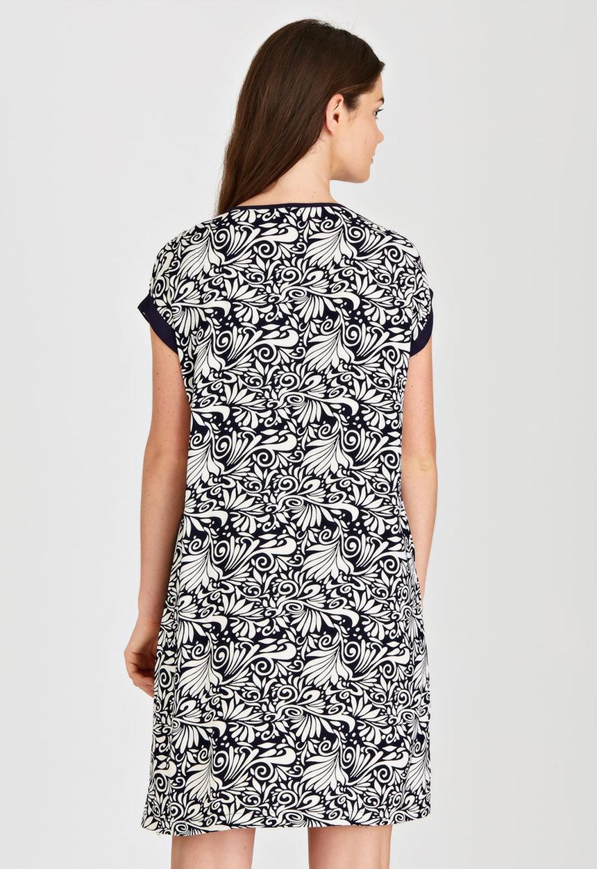 G Couture - Printed V-neck Tunic Blue and White