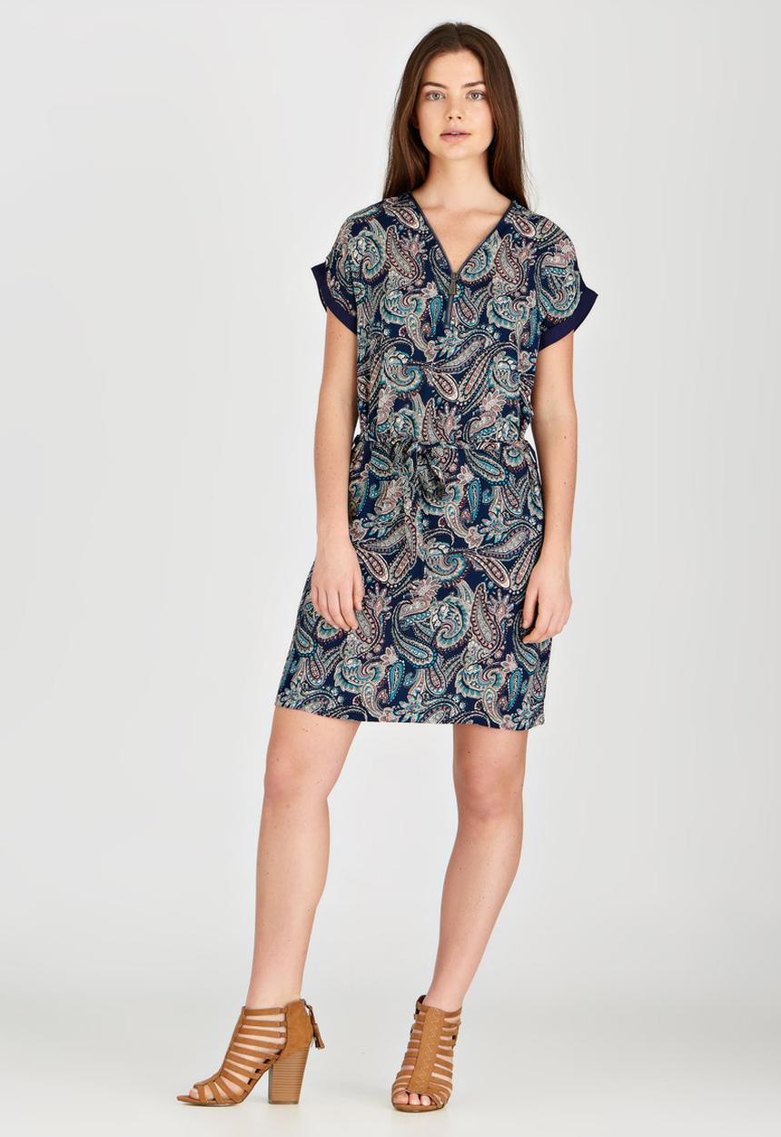 G Couture - Dropped Shoulder Zip-up Tunic Mid Blue