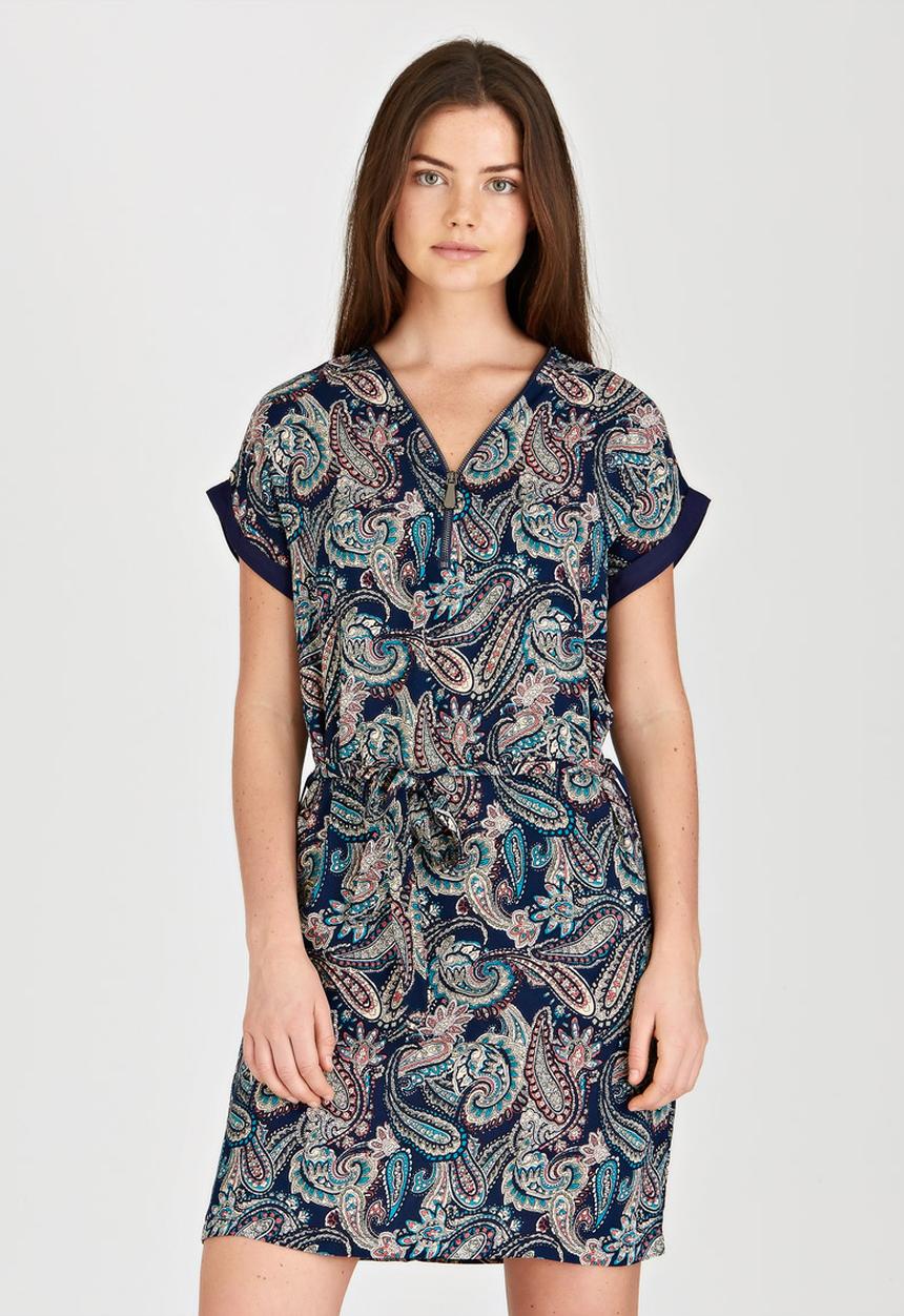 G Couture - Dropped Shoulder Zip-up Tunic Mid Blue