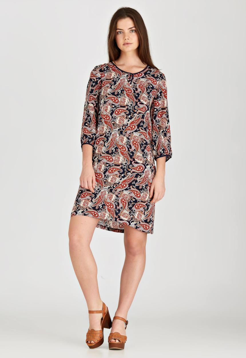 G Couture - Buttoned Paisley Tunic Dark Blue