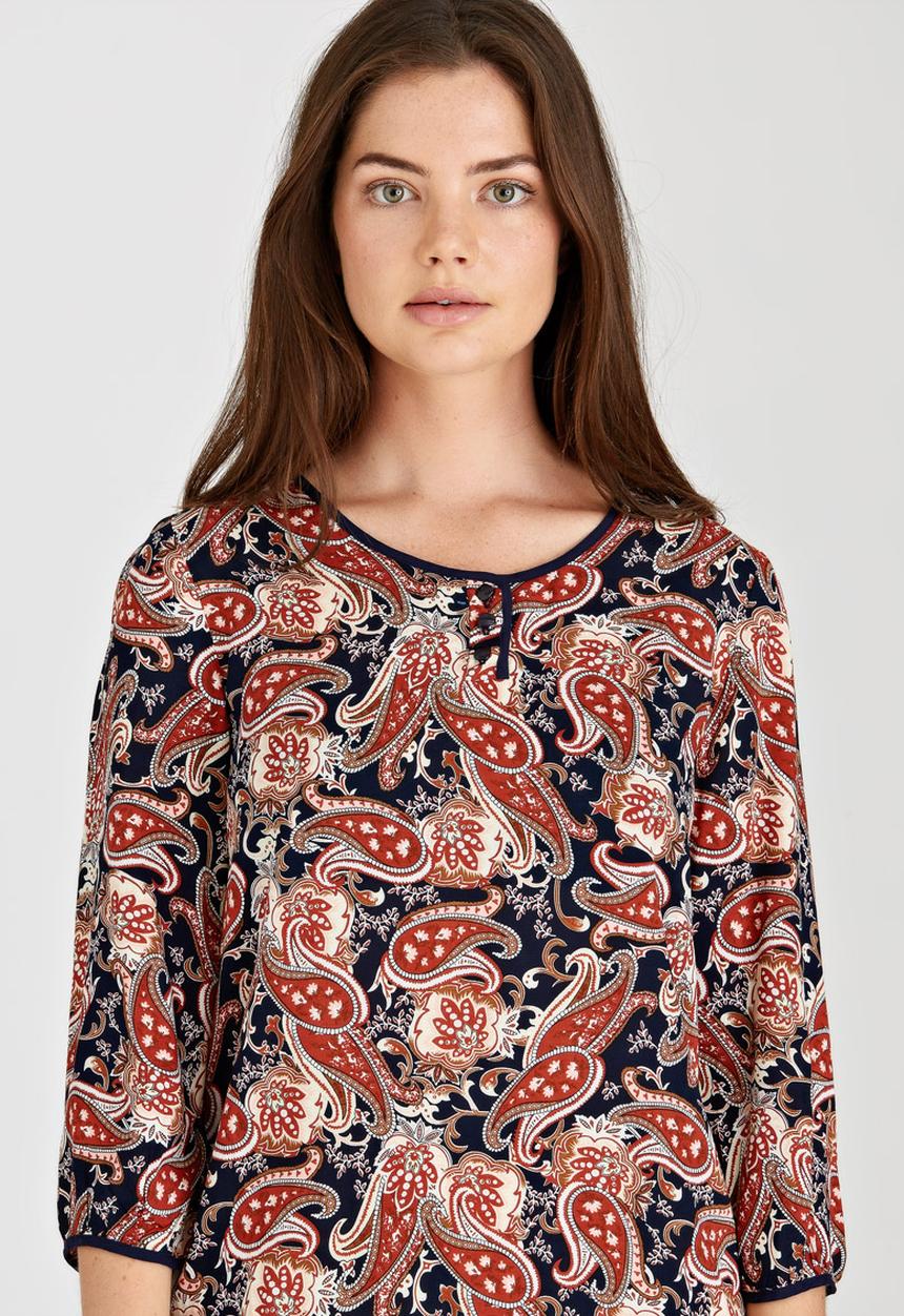 G Couture - Buttoned Paisley Tunic Dark Blue
