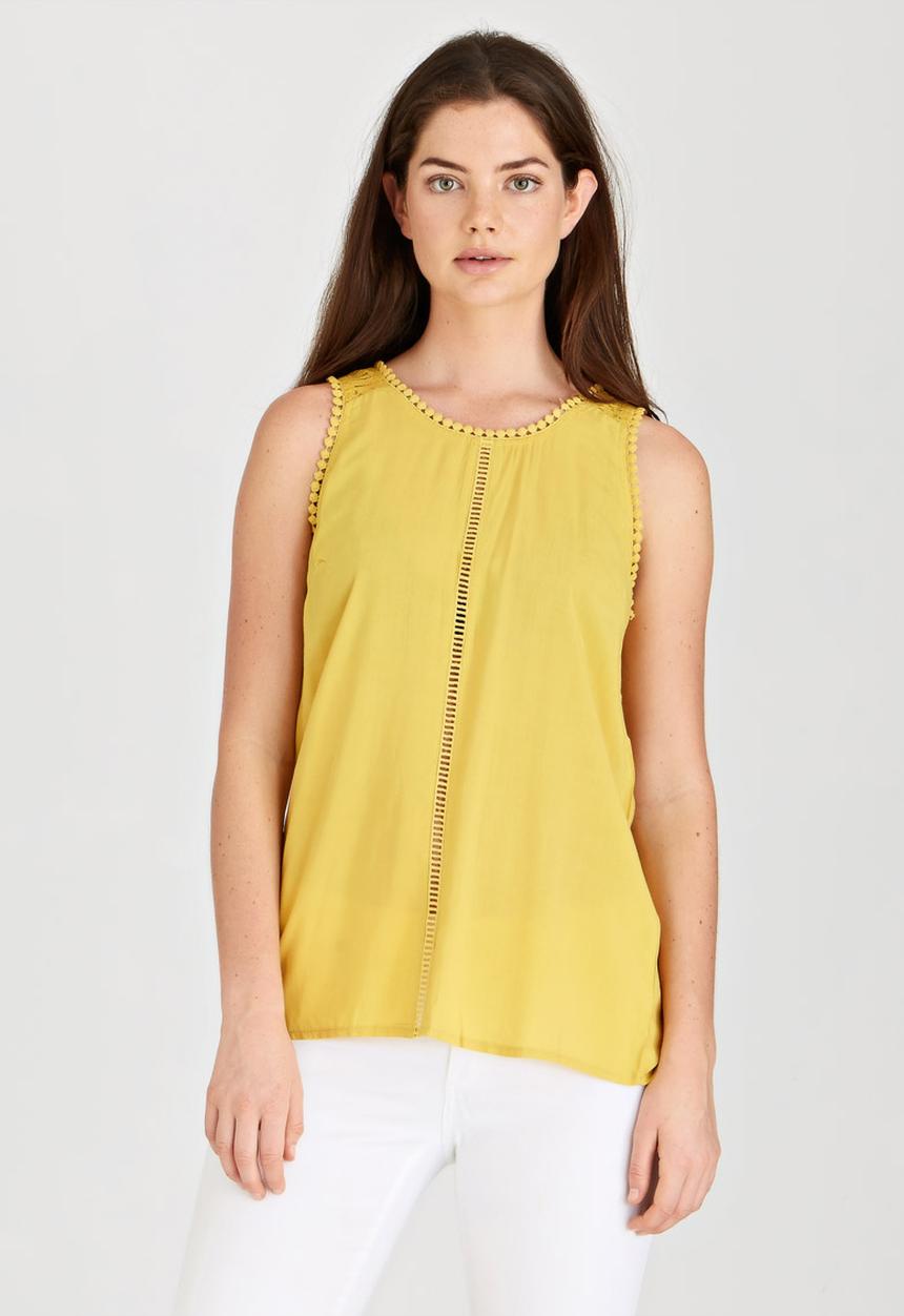 G Couture - Lace Trim Camisole Yellow