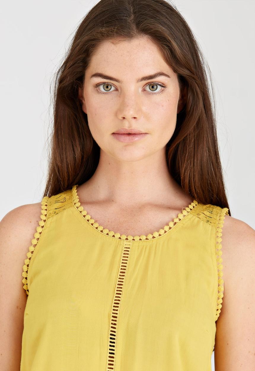 G Couture - Lace Trim Camisole Yellow