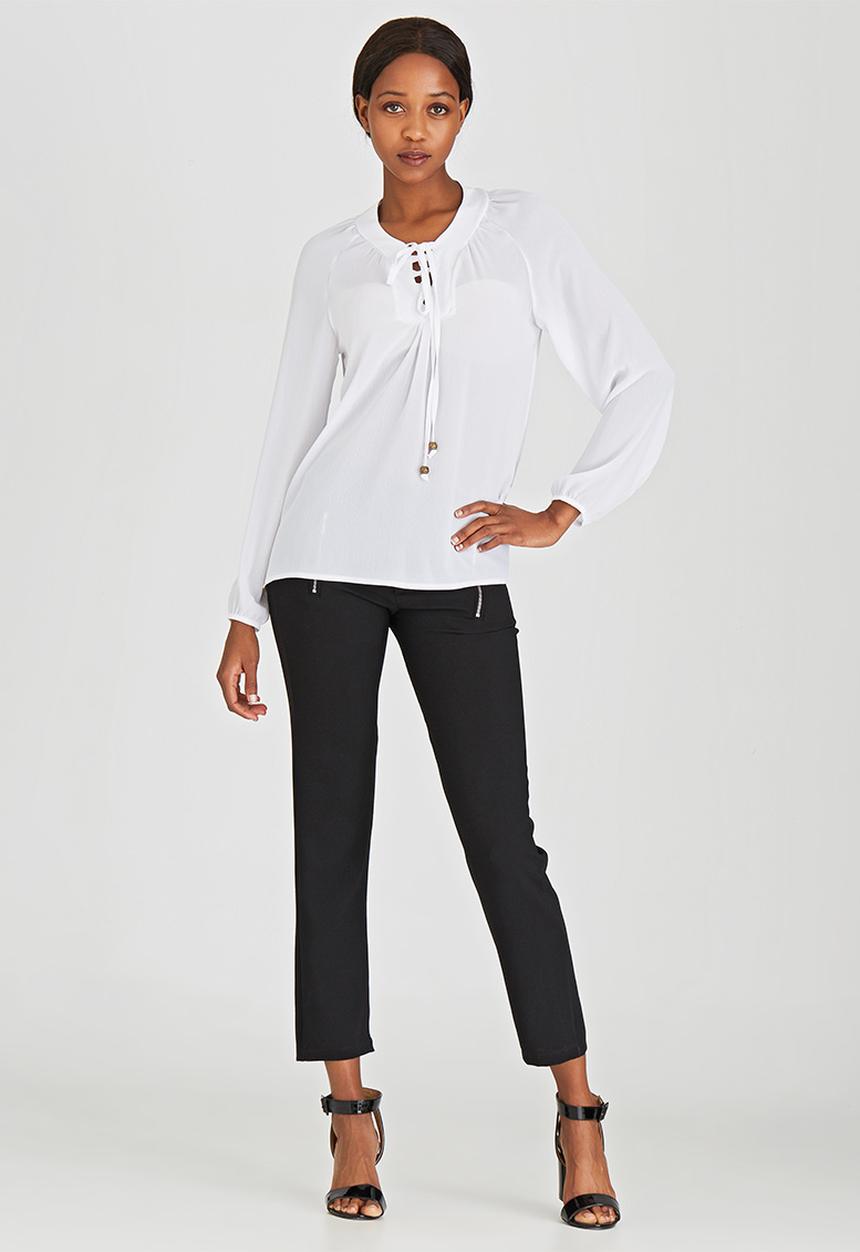 edit - Lace-up Gypsy Blouse White