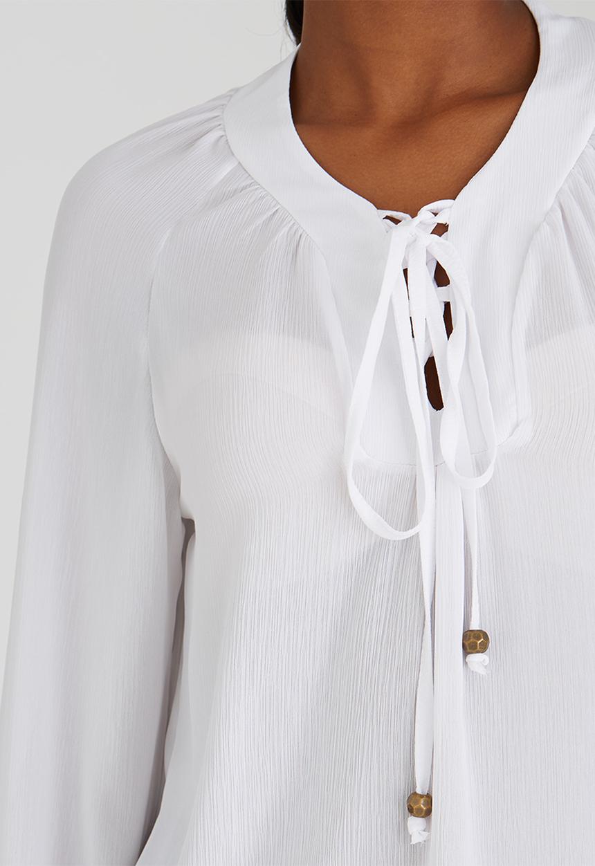 edit - Lace-up Gypsy Blouse White