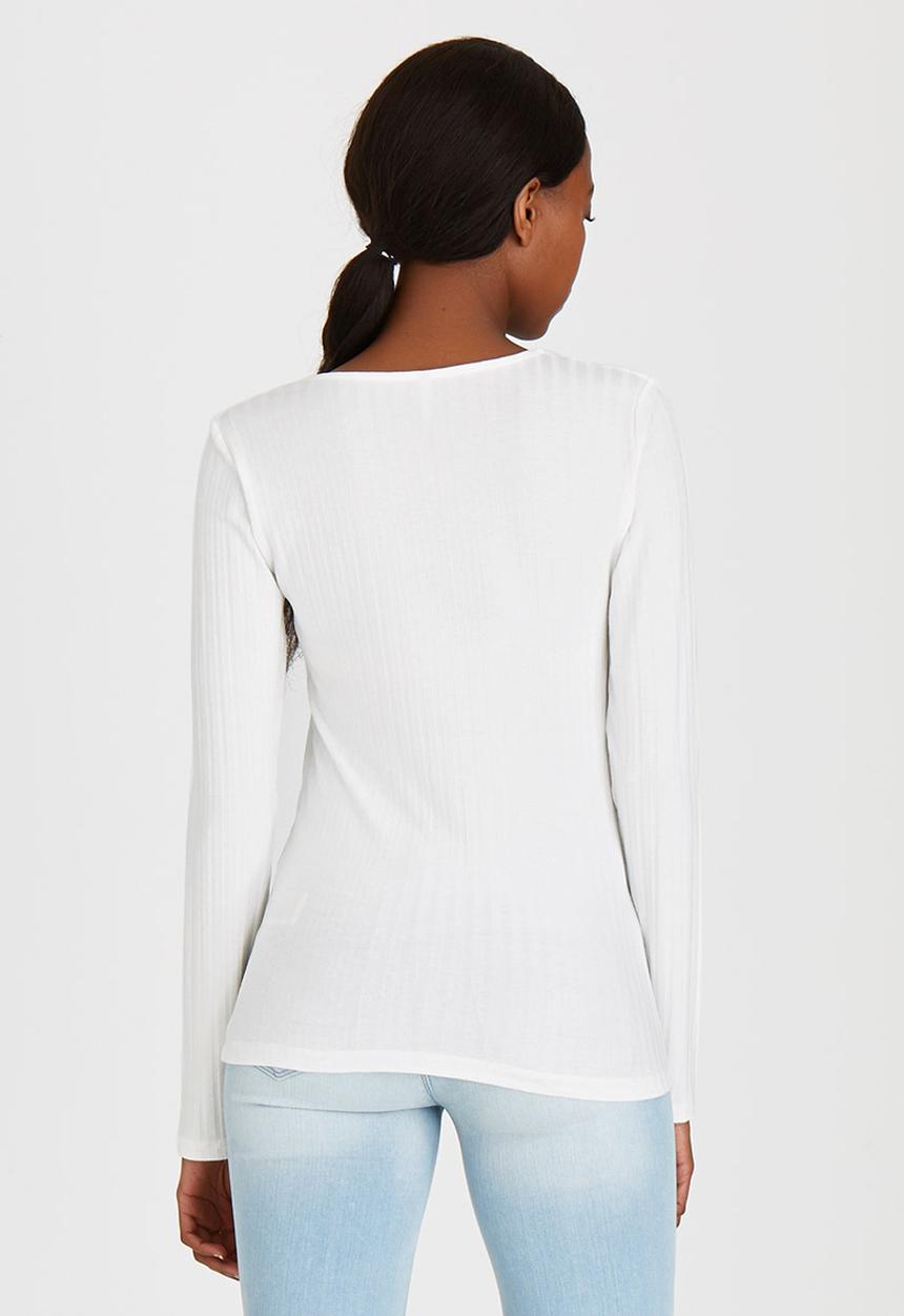 ONLY - Long Sleeve Lace Up Top White