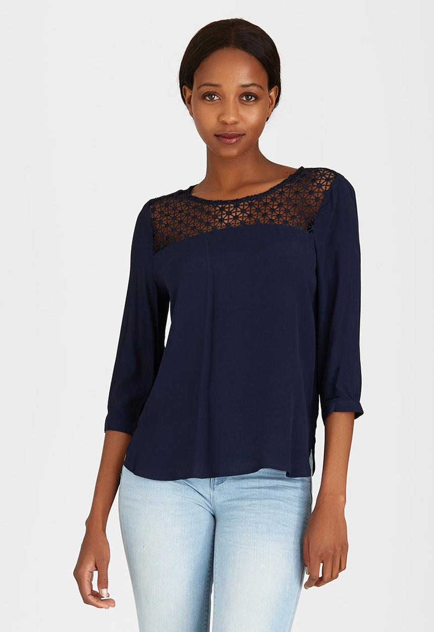 ONLY - Crochet Insert Tunic Navy