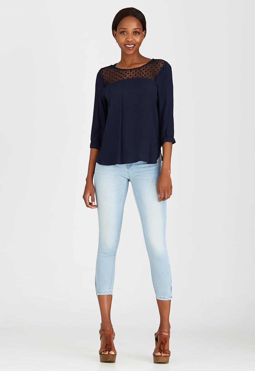 ONLY - Crochet Insert Tunic Navy