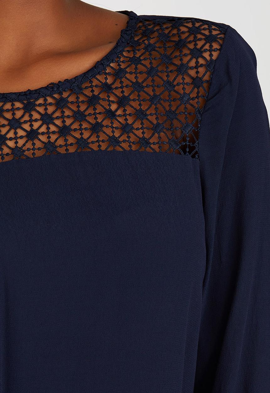 ONLY - Crochet Insert Tunic Navy