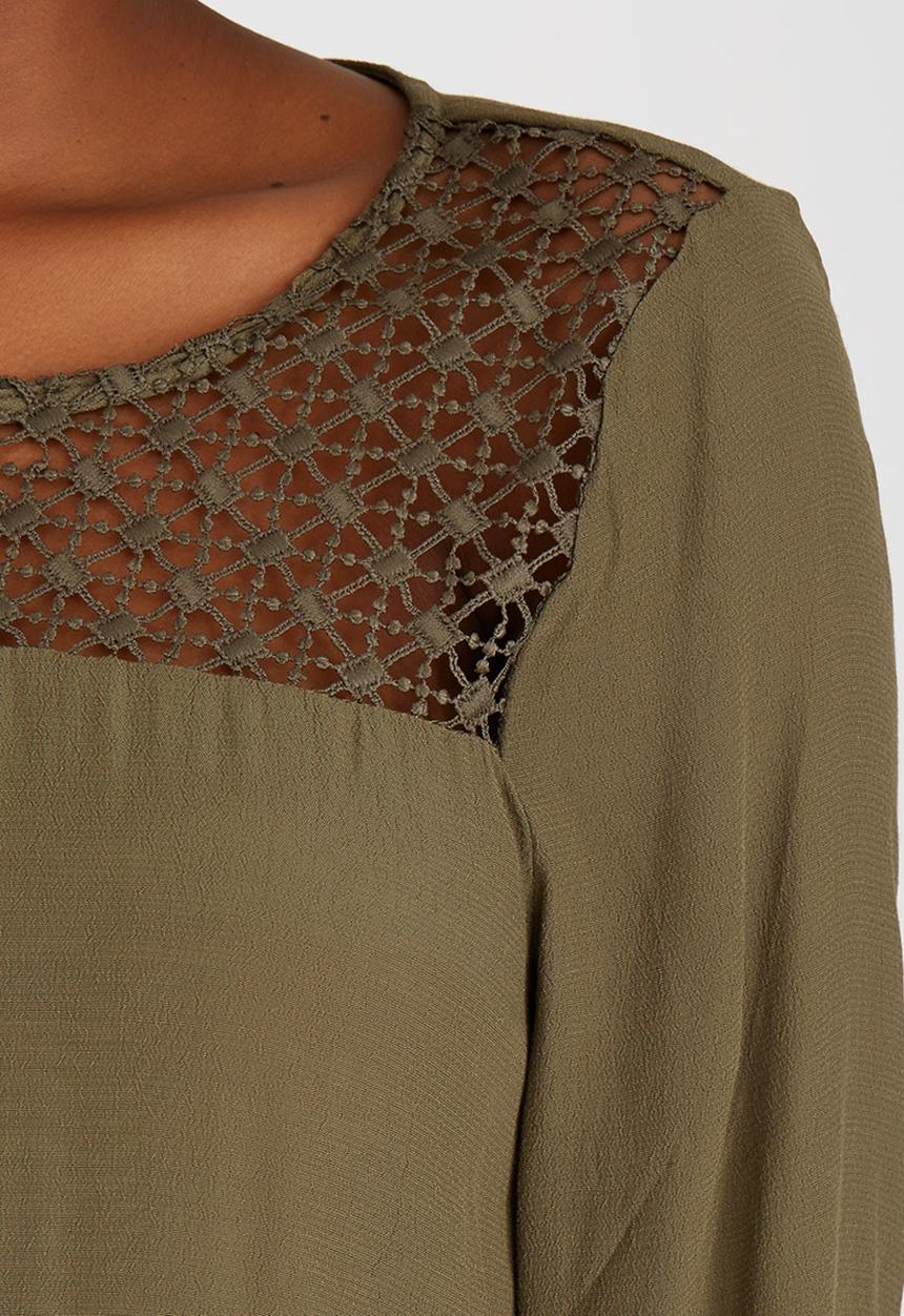 ONLY - Crochet Insert Tunic Khaki Green