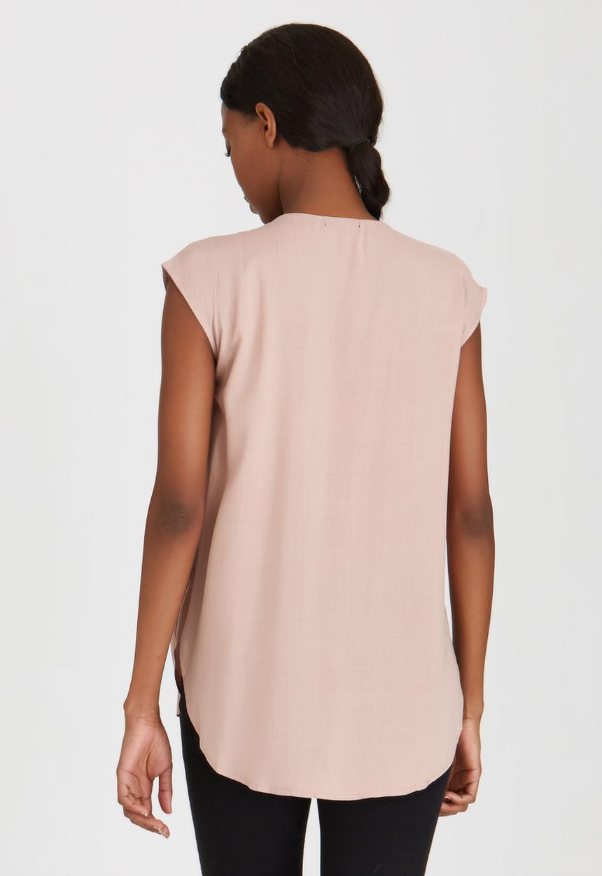 G Couture - Lace-up Pleat Top Pale Pink