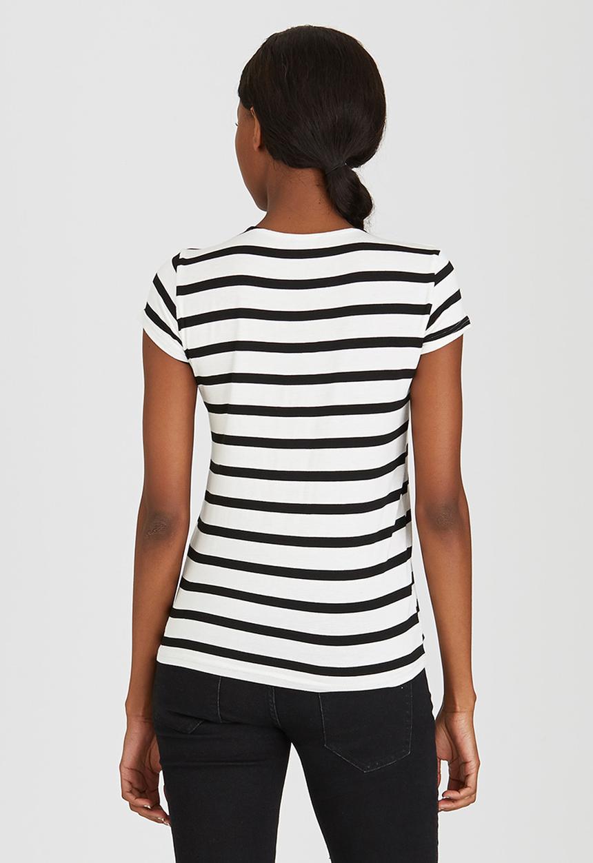 c(inch) - Lace-up T-shirt Black and White