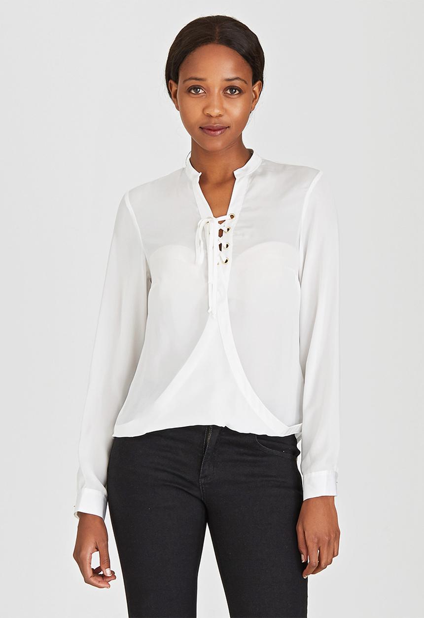 c(inch) - Lace-up Blouse White