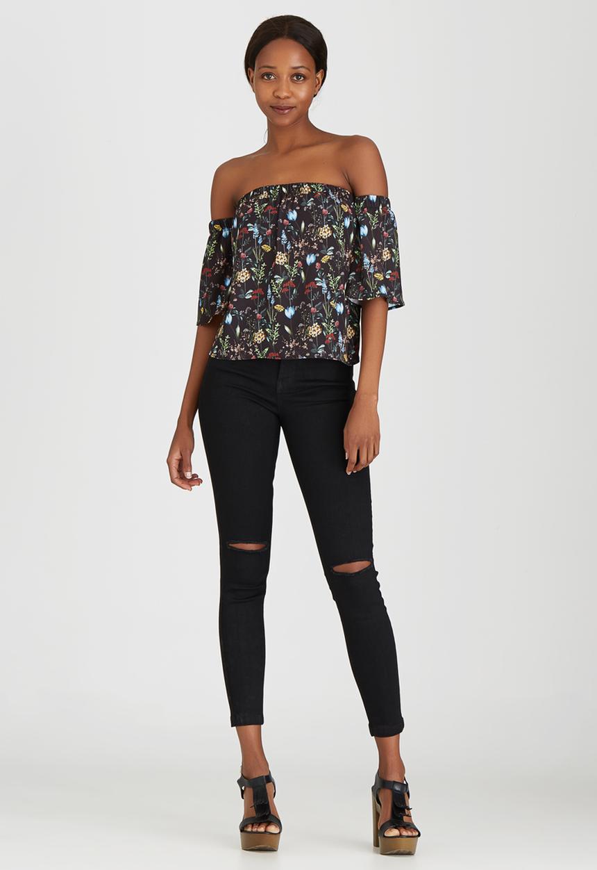 SISSY BOY - Cowgirl Off-the-shoulder Bardot Top Black