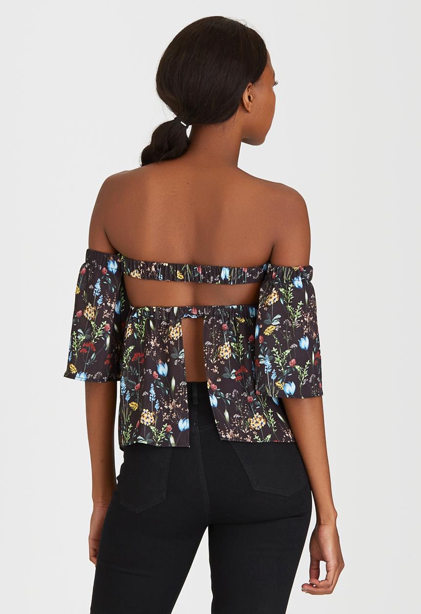 SISSY BOY - Cowgirl Off-the-shoulder Bardot Top Black