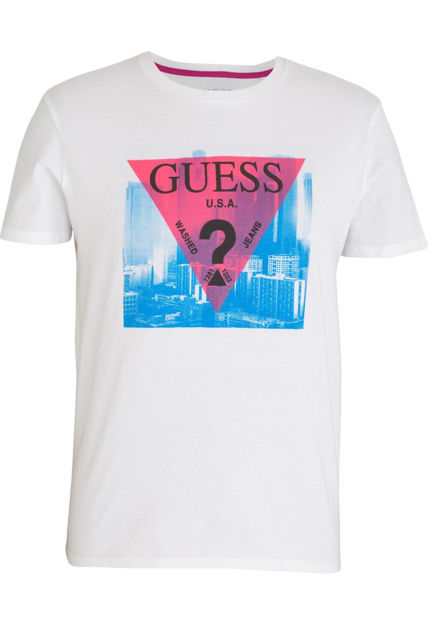 GUESS - Basic Pop Colour Logo Crew Tee White