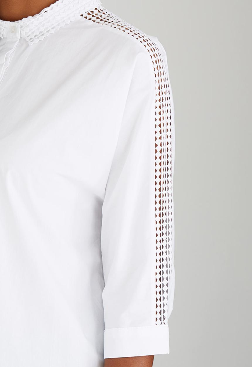 Suzanne Betro - Lace Trim Poplin Shirt White