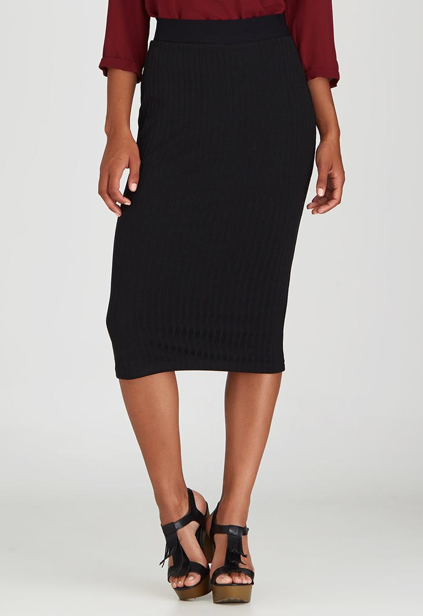 Suzanne Betro - Rib Pencil Skirt Black