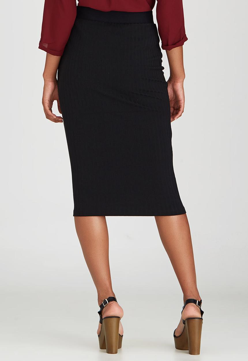 Suzanne Betro - Rib Pencil Skirt Black