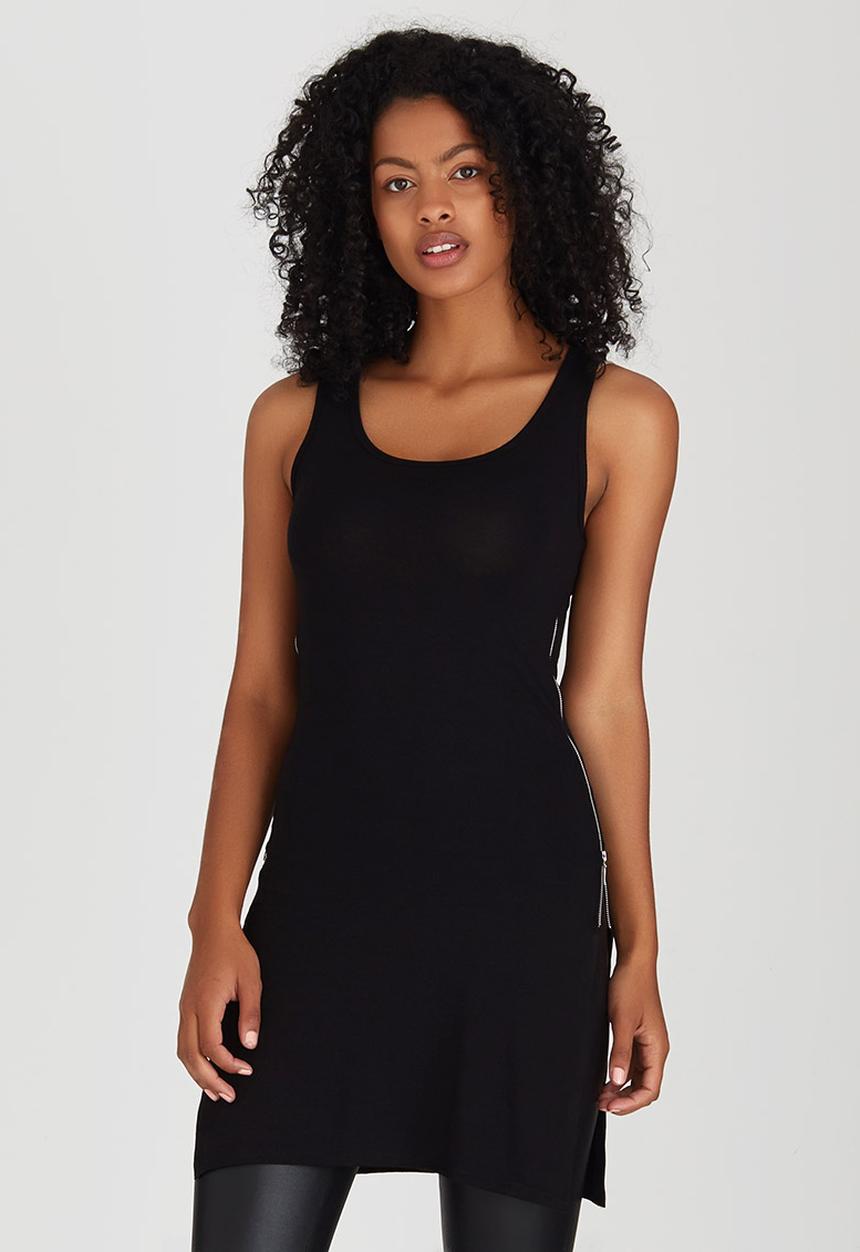 STYLE REPUBLIC - Zip Detail Tank Top Black