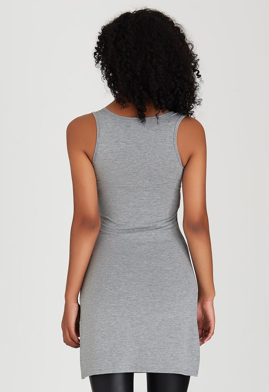 STYLE REPUBLIC - Zip Detail Tank Top Grey Melange