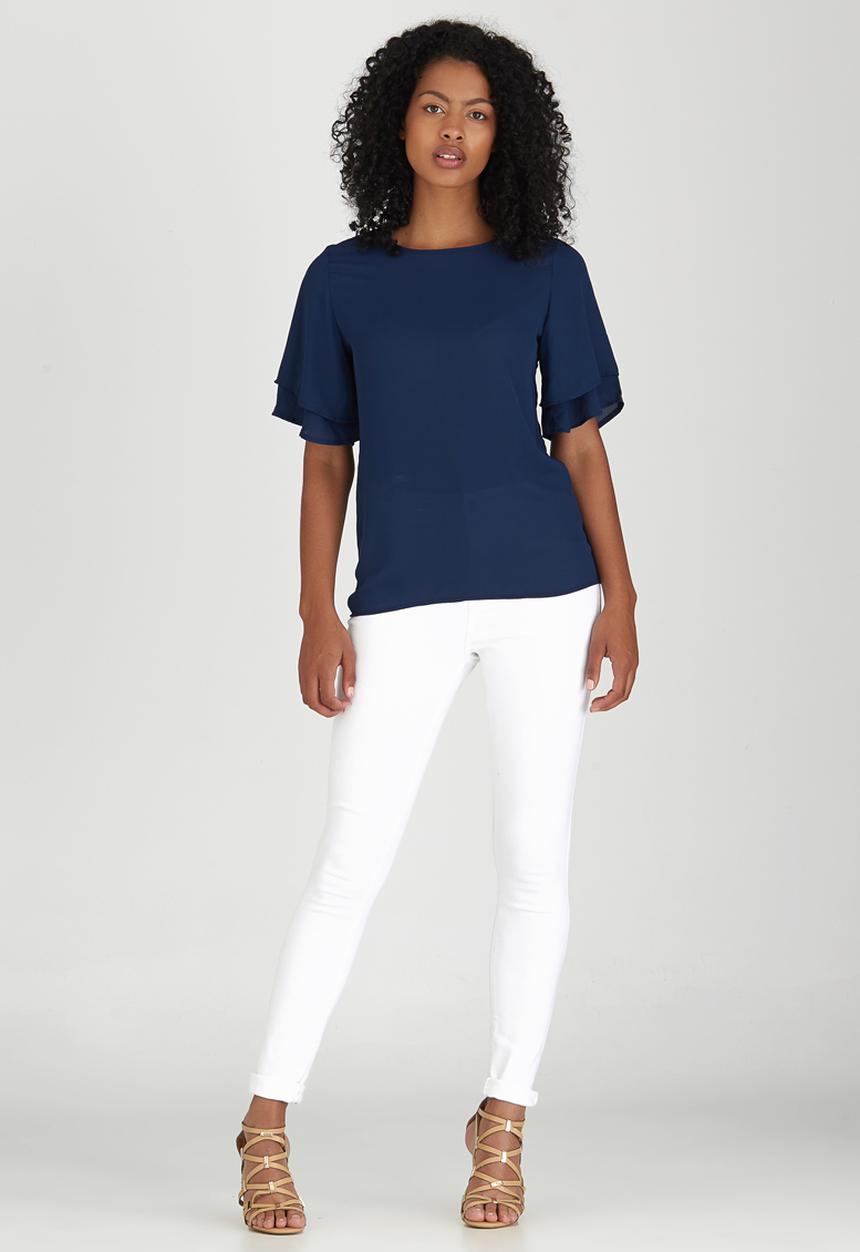 edit - Volume Sleeve Blouse Navy
