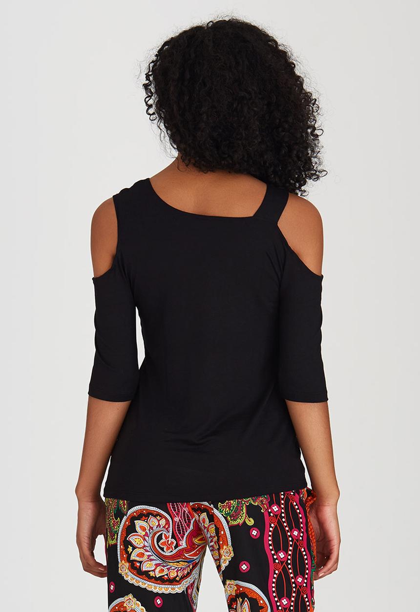 Slick - Lilly  Open Shoulder Tee Black