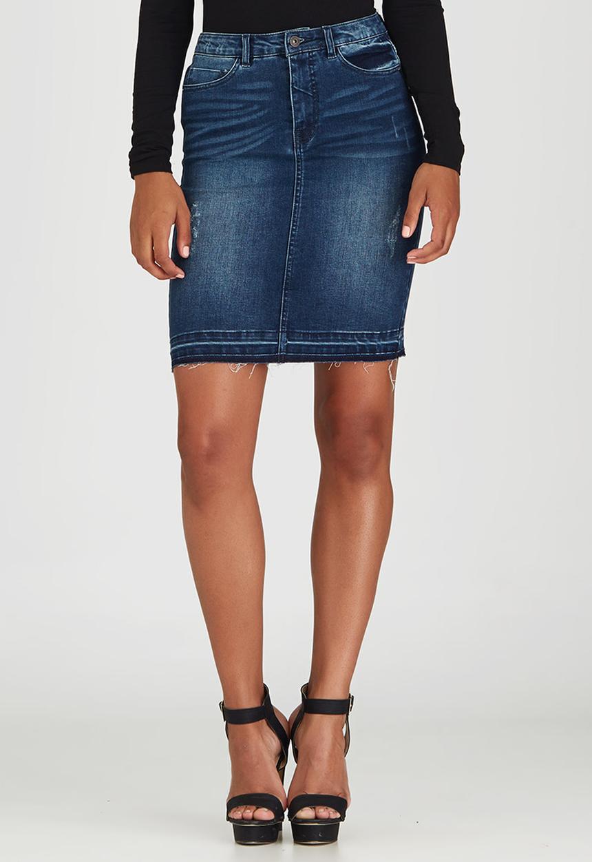 ONLY - Jessica Denim Pencil Skirt Dark Blue
