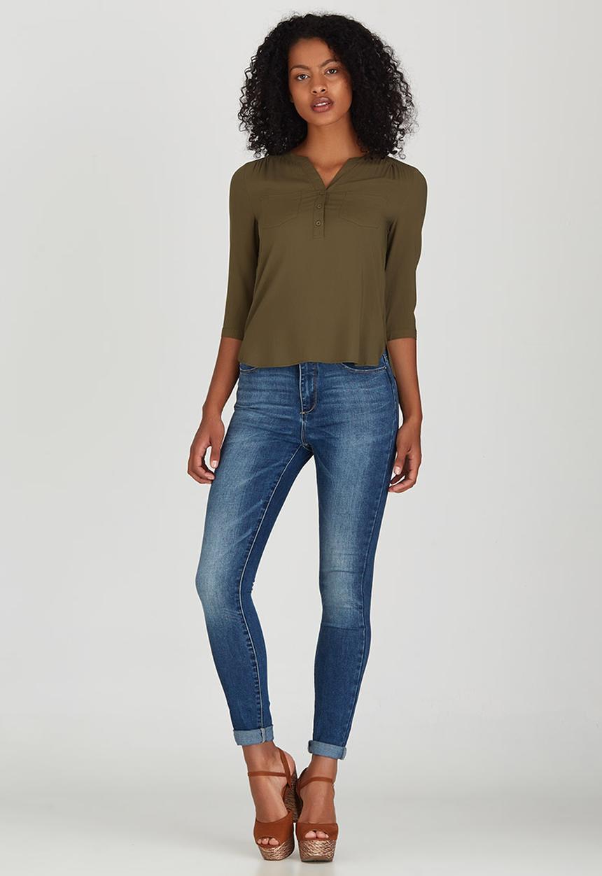 ONLY - Crochet Insert Sleeve Shirt Khaki Green