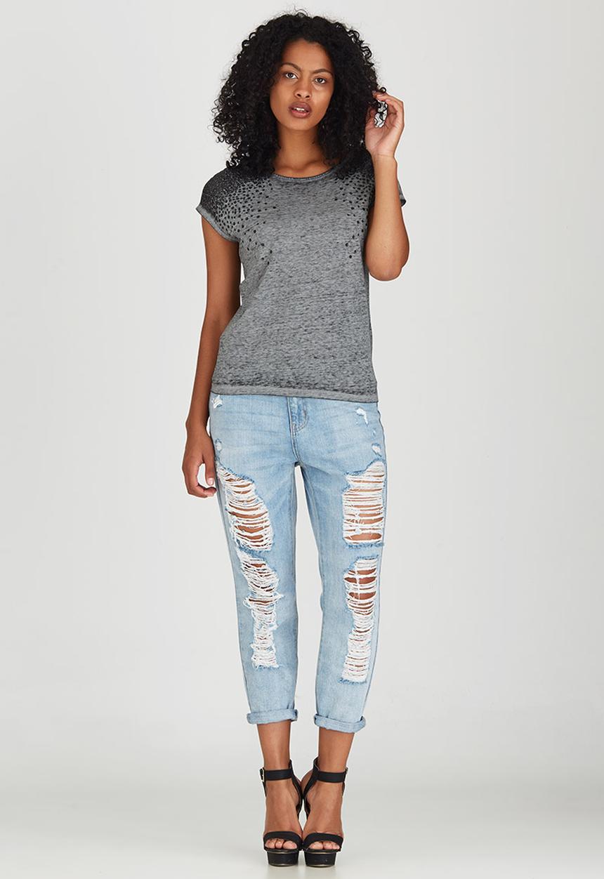 ONLY - Eagle Sequins Detail Tee Grey