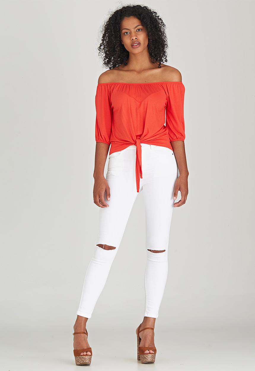 c(inch) - Tie Front Top Orange