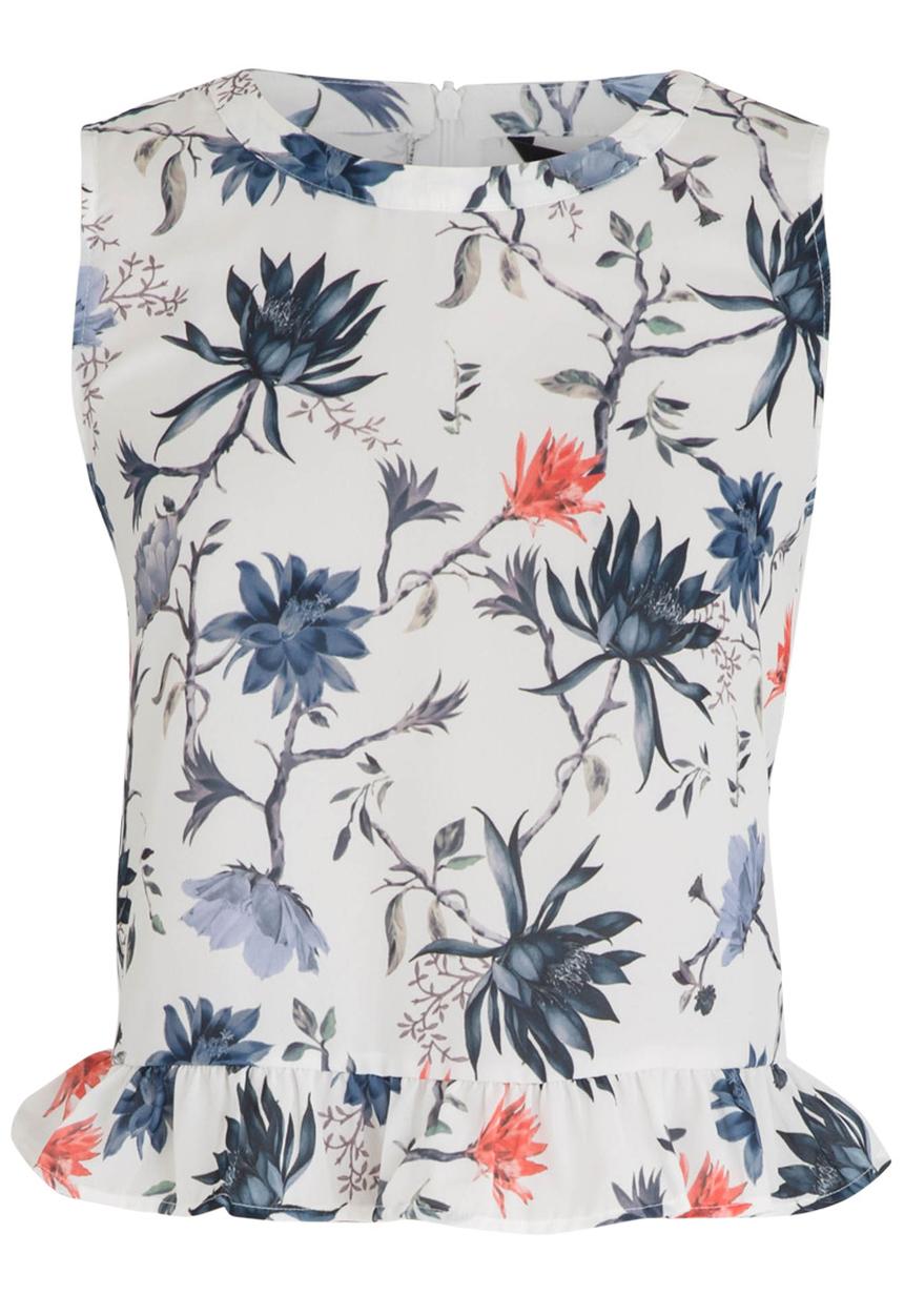 ONLY - Kiss Frill Top Blue and White