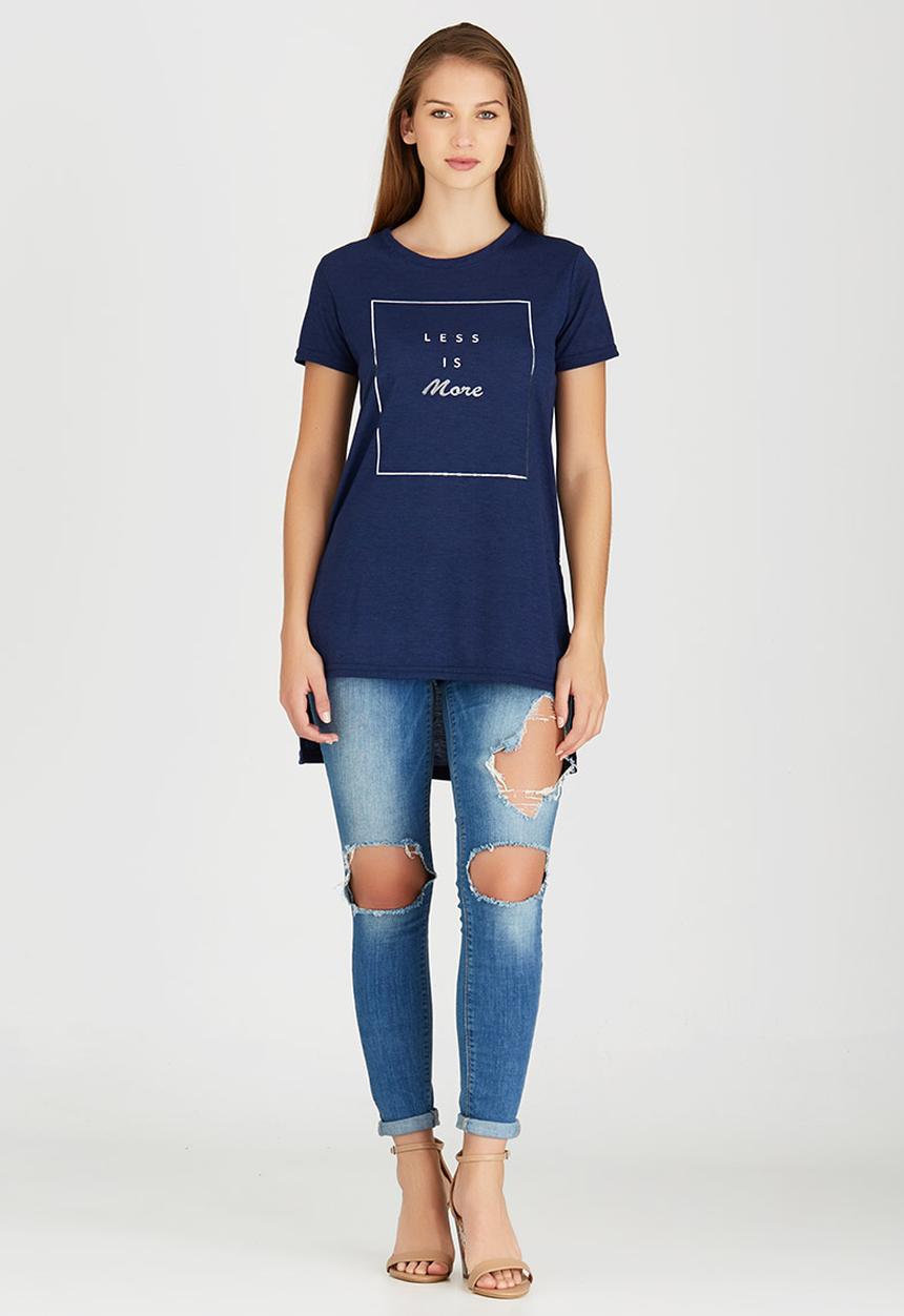 c(inch) - High-low T-shirt Navy
